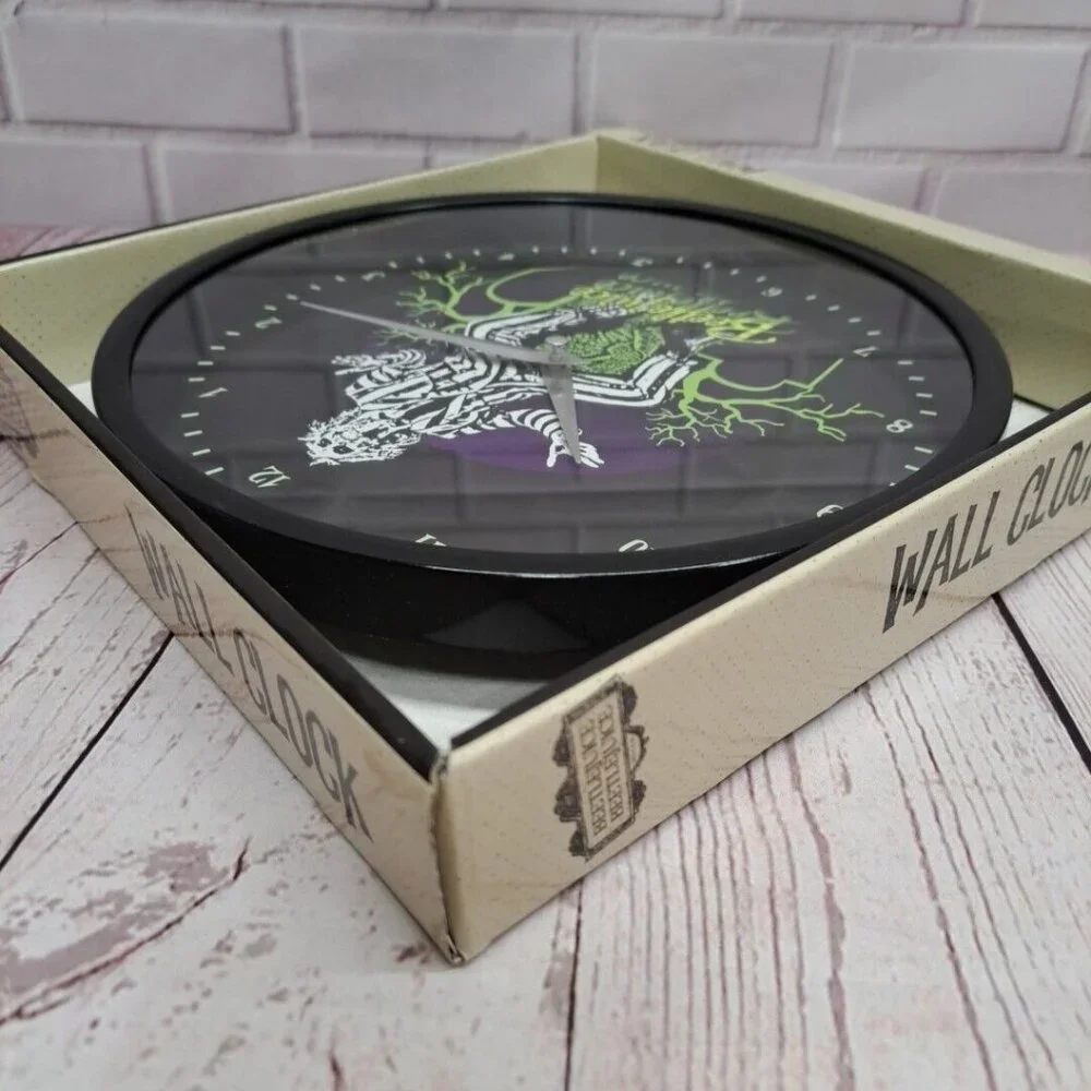 Warner Brothers Beetlejuice 2024 Wall Clock Black Green Graphics Battery Powered